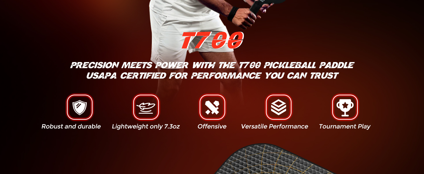 Carbon Fiber Pickleball Paddle, Edgeless T700+3K Textured Carbon Friction Surface，Thermoformed Pickleball Paddle with Aerodynamic Design Used for tournaments, Power & Control & Spin Max