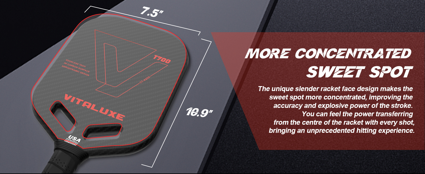 Carbon Fiber Pickleball Paddle, Edgeless T700+3K Textured Carbon Friction Surface，Thermoformed Pickleball Paddle with Aerodynamic Design Used for tournaments, Power & Control & Spin Max